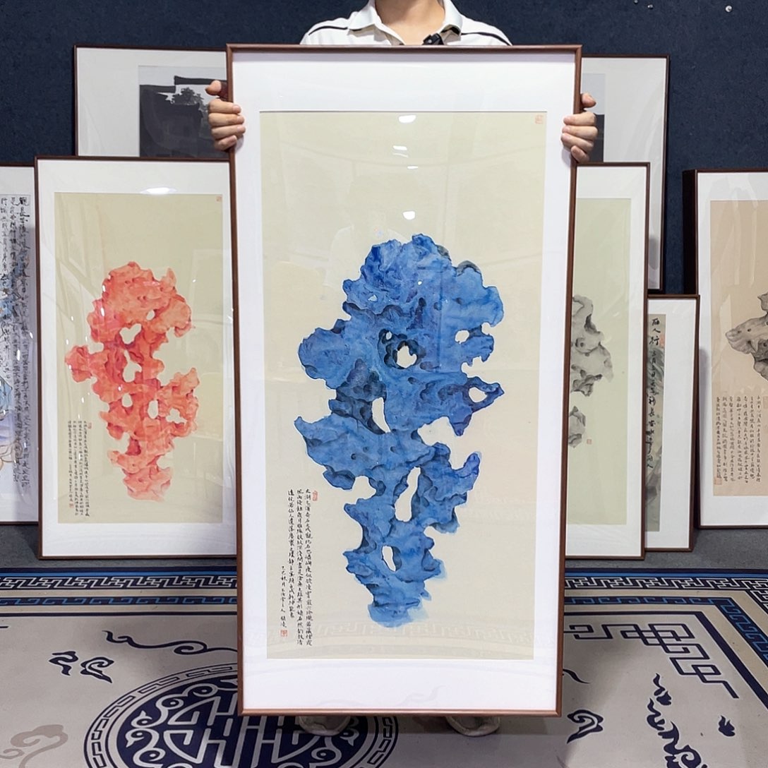 国画手绘画作品带框60/120