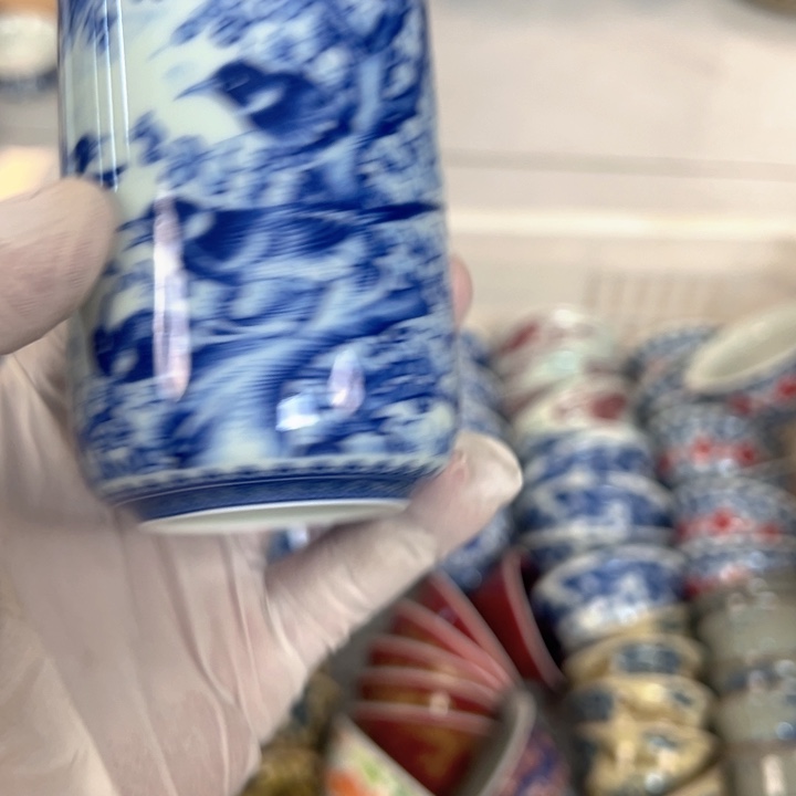 陶摆件白青花喜上眉梢直筒杯可乐全品