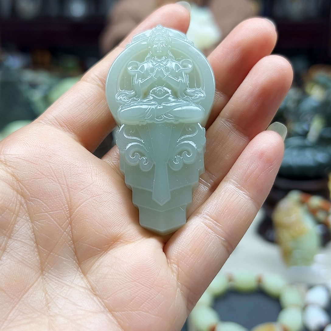 往***封和田玉未镶嵌挂件