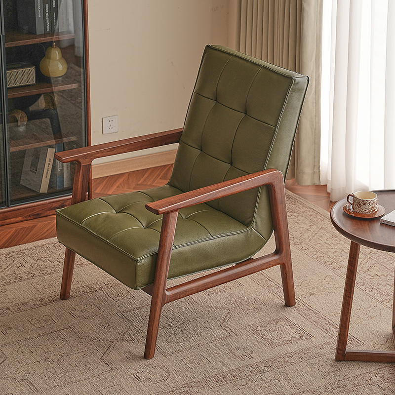 苏作集进口缅甸柚木现代简约休闲椅意式实木书椅餐椅家用单人椅子