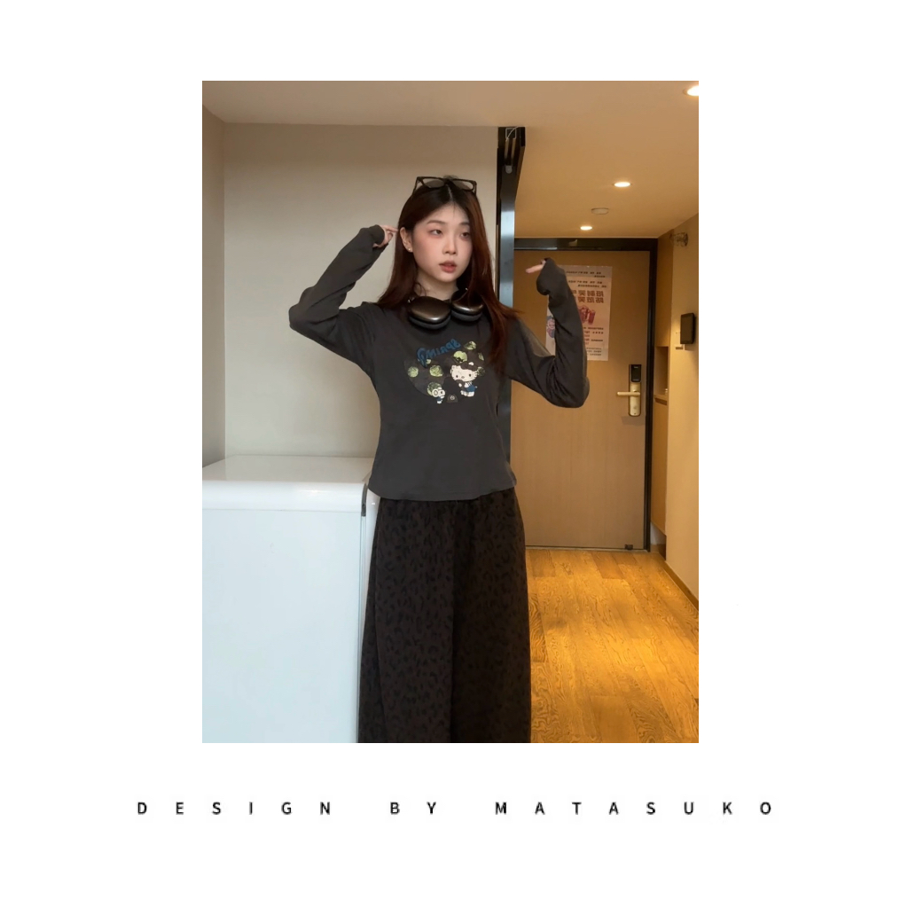 MATASUKO 做旧Kitty 秋冬系列 磨毛长袖针织打底