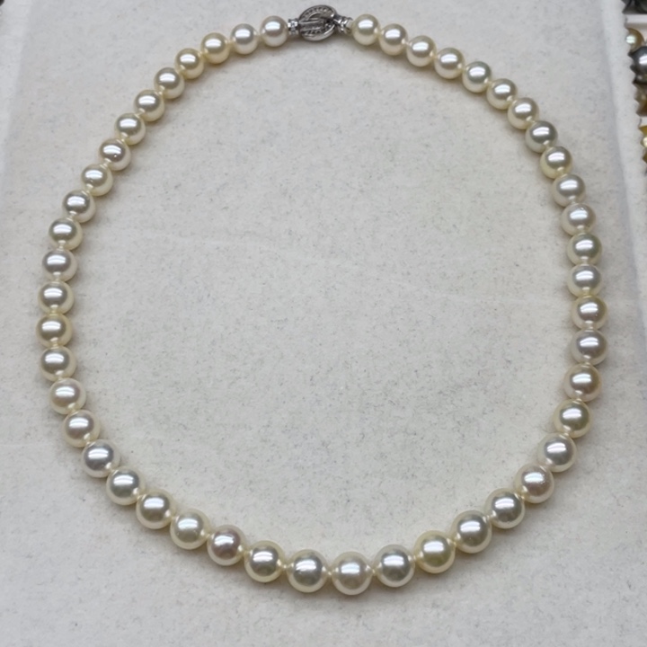 未镶嵌项链海水珍珠浅金8-9