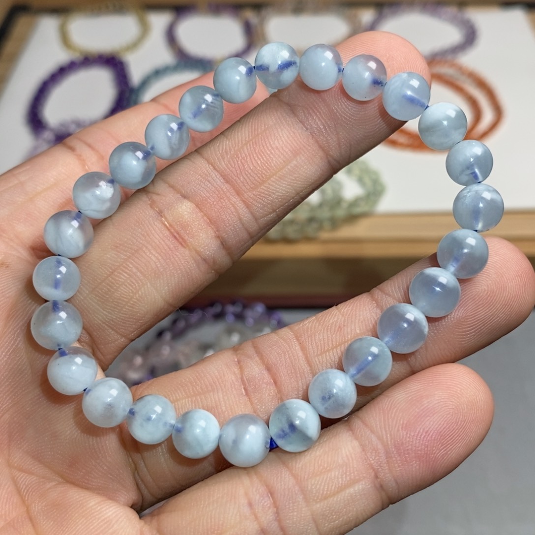 未镶嵌手链水晶奶盖海蓝宝7.2mm