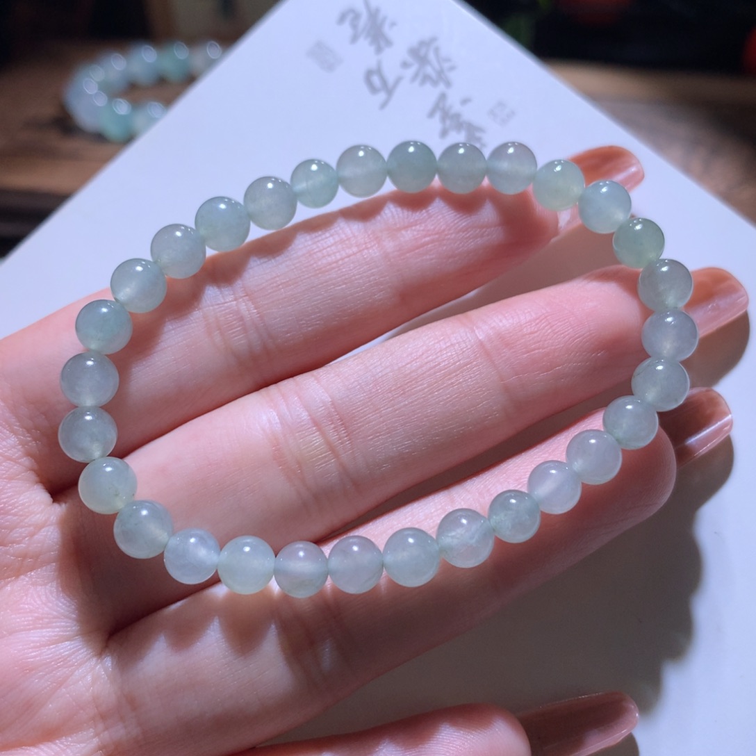 翡翠手链未镶嵌卡6冰川蓝