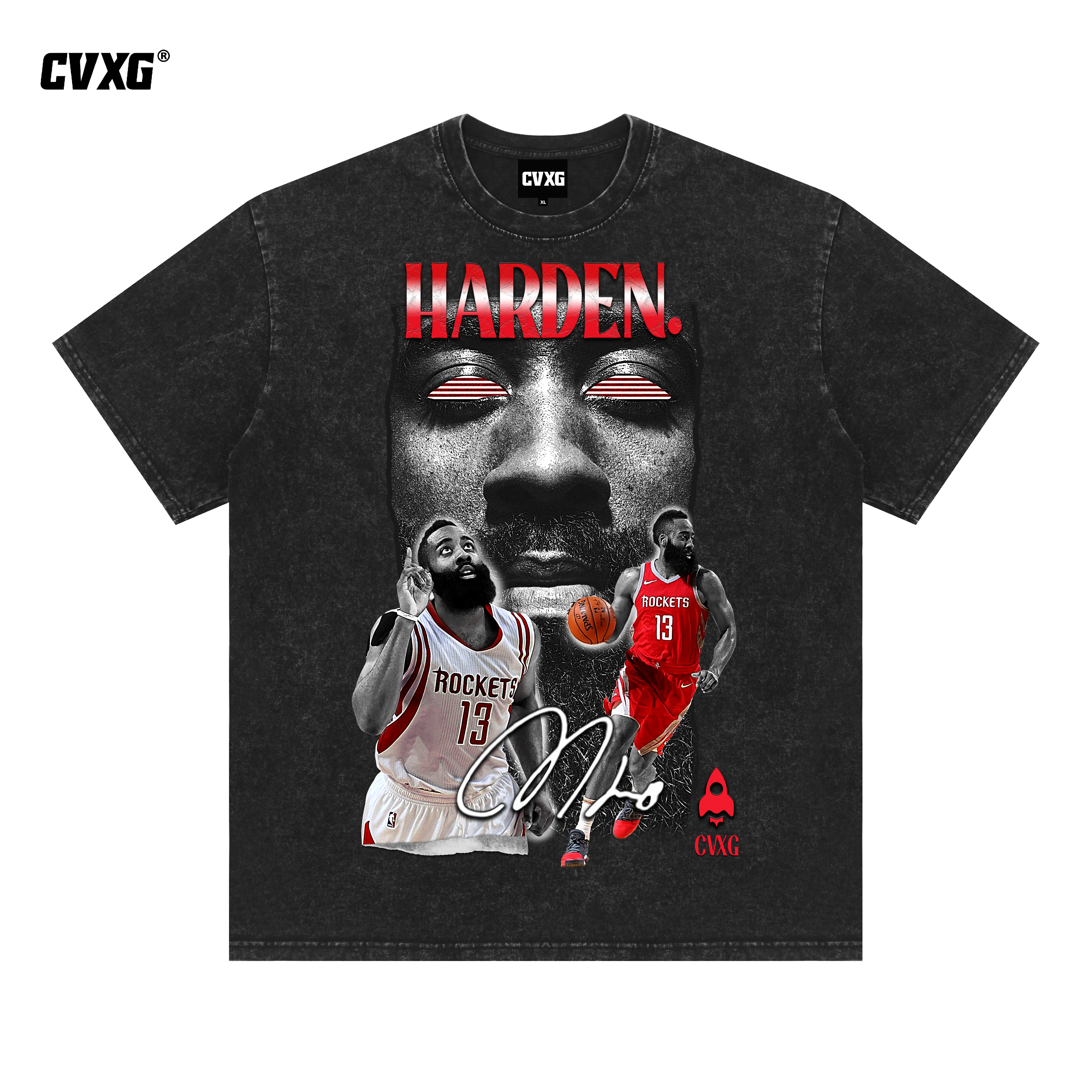 CVXG美式商店（哈登.单手指天）美式重磅纯棉T恤上衣新篮球康利直喷