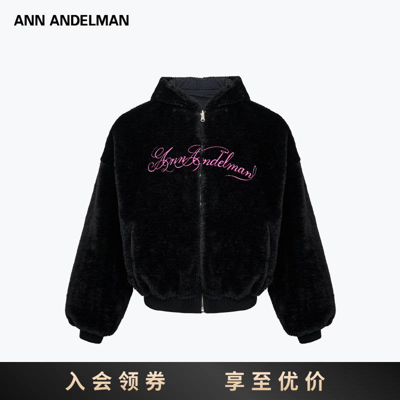 ANN ANDELMAN 25冬季棉服女加厚保暖防寒双面穿羊羔绒连帽外套