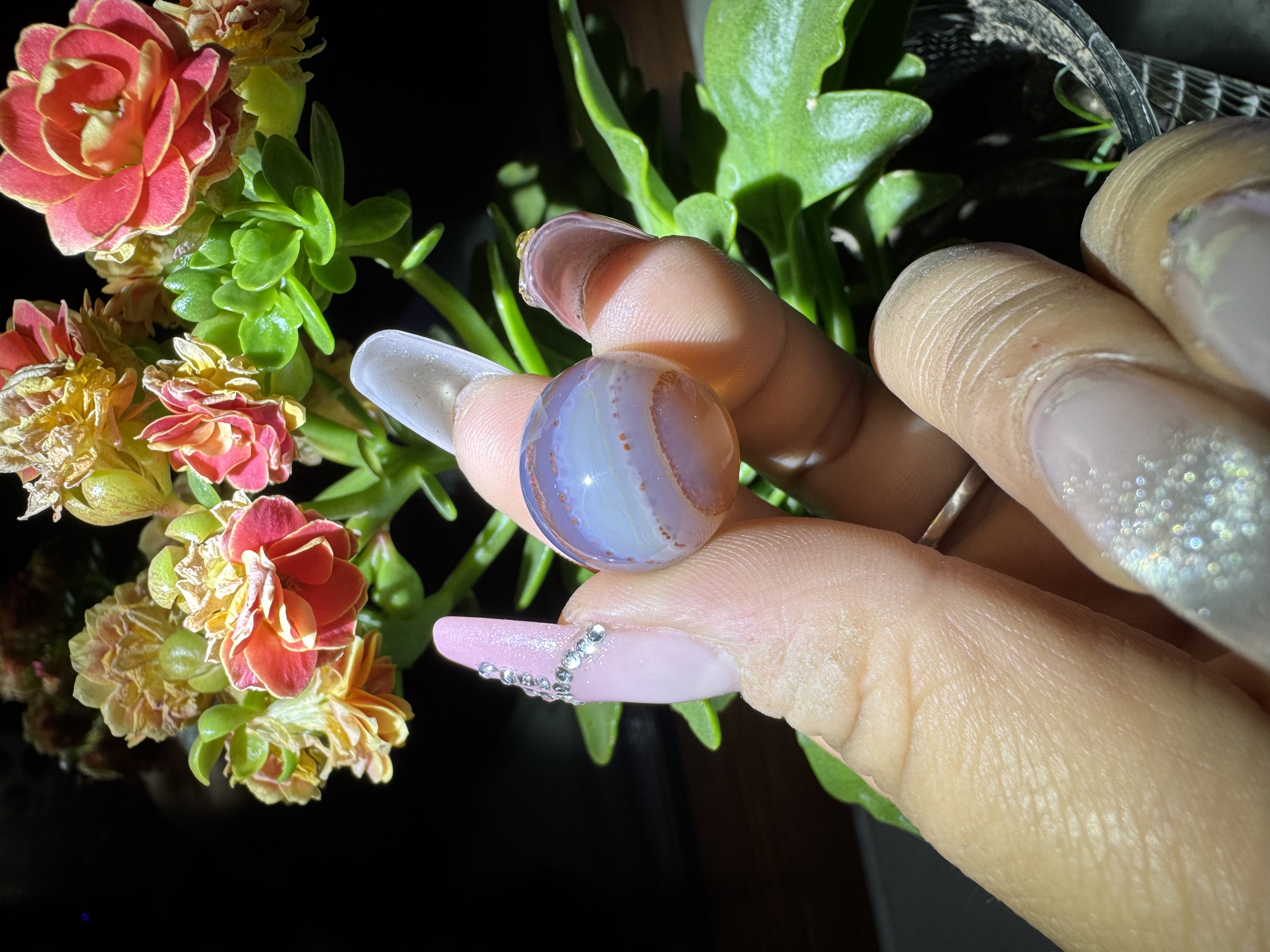 纯天然玛瑙玉髓圆珠日月同辉