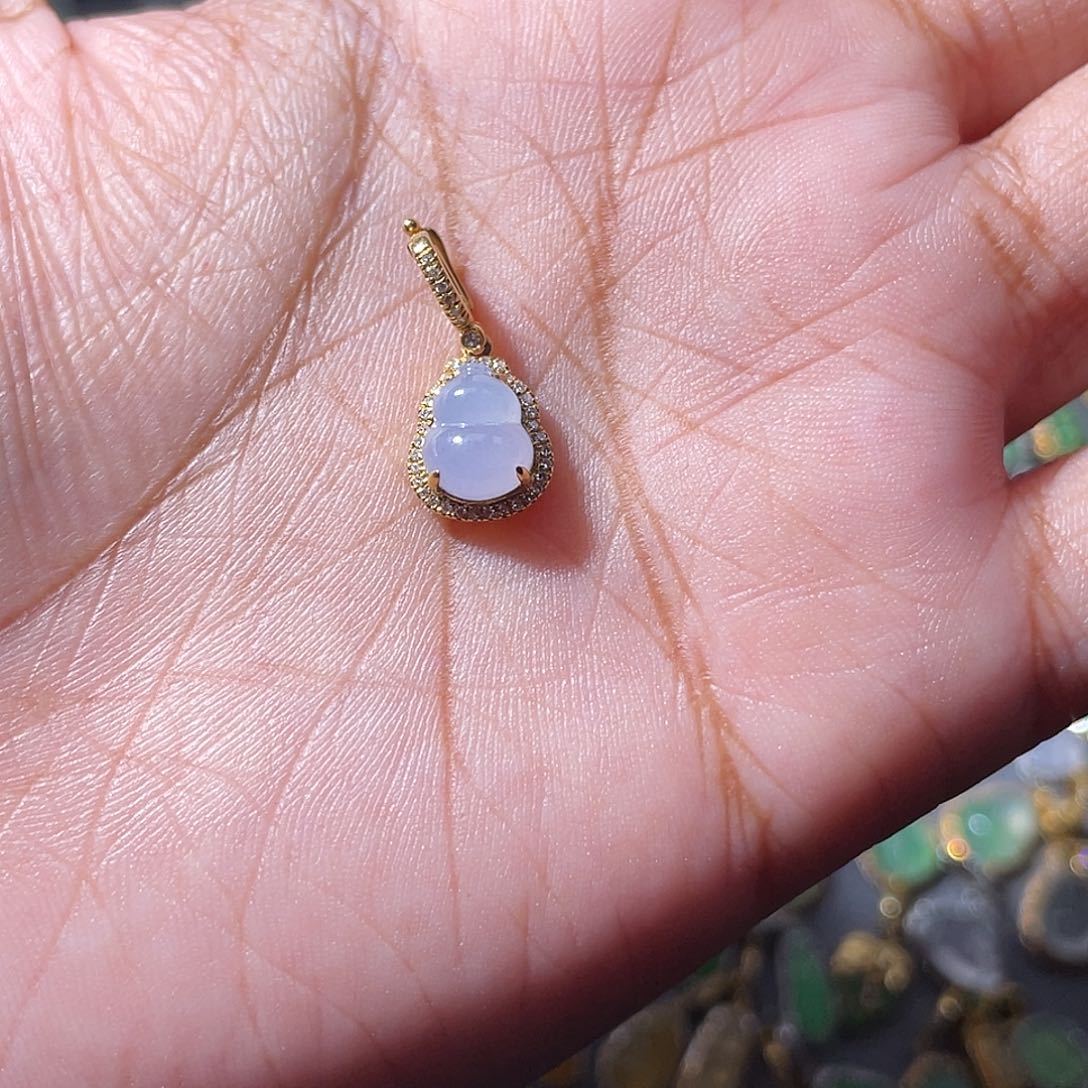 吊坠(不含链)18K金镶嵌翡翠