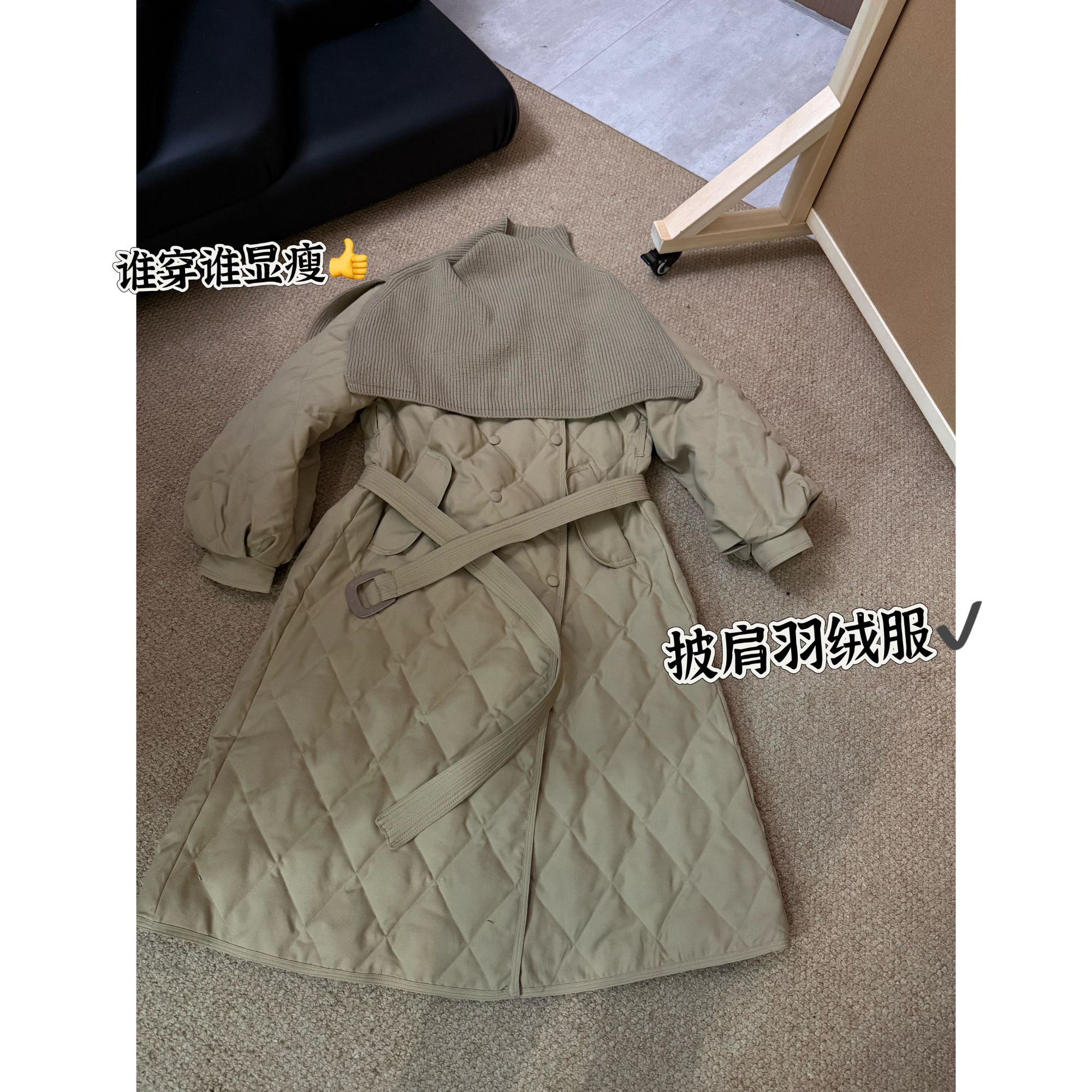 2025冬款新品【设计师款  极简显瘦洋气腰带围脖款长款羽绒服】