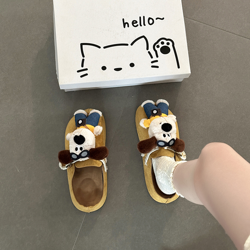 卡通可爱掌门狗包头拖外穿女2025年秋季新款爆款时尚百搭勃肯学生