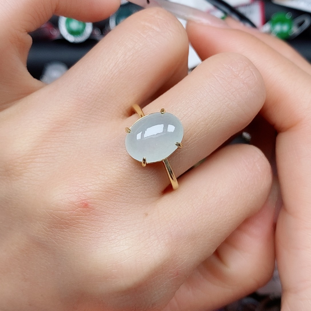 翡翠戒指银S925镶嵌戒指