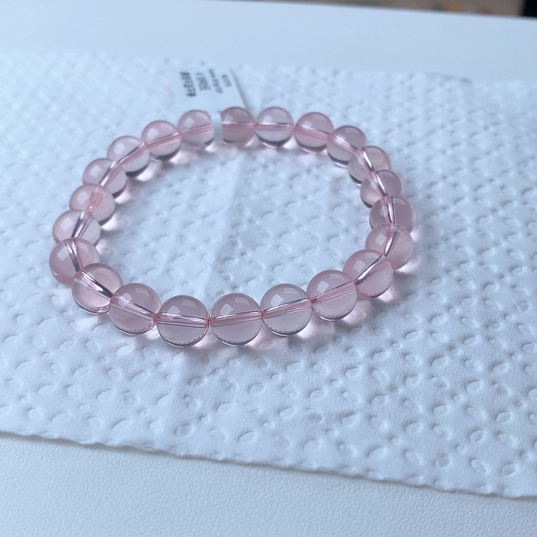 水晶手串未镶嵌冰橘粉