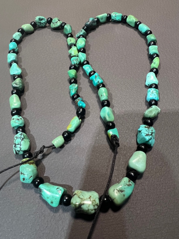 非金属陶瓷吊坠 藏系随形原矿老松石项链