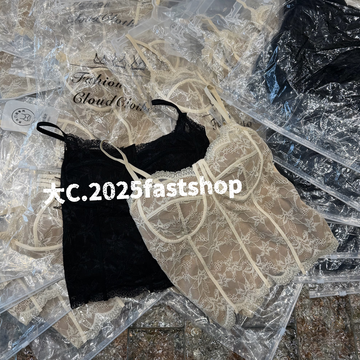 【CXX】86100秋冬新款鱼骨线磨毛蕾丝打底吊带