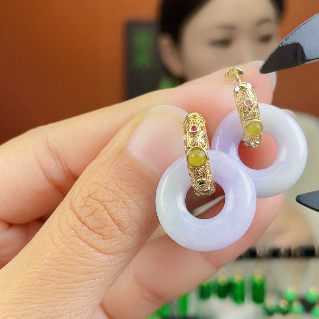 翡翠未镶嵌耳饰饰品