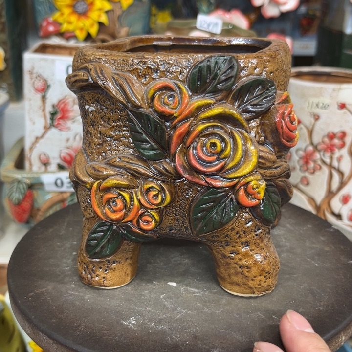 紫砂花盆粗陶材质多肉花盆