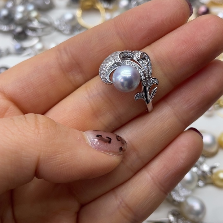 海水珍珠戒指银S925镶嵌