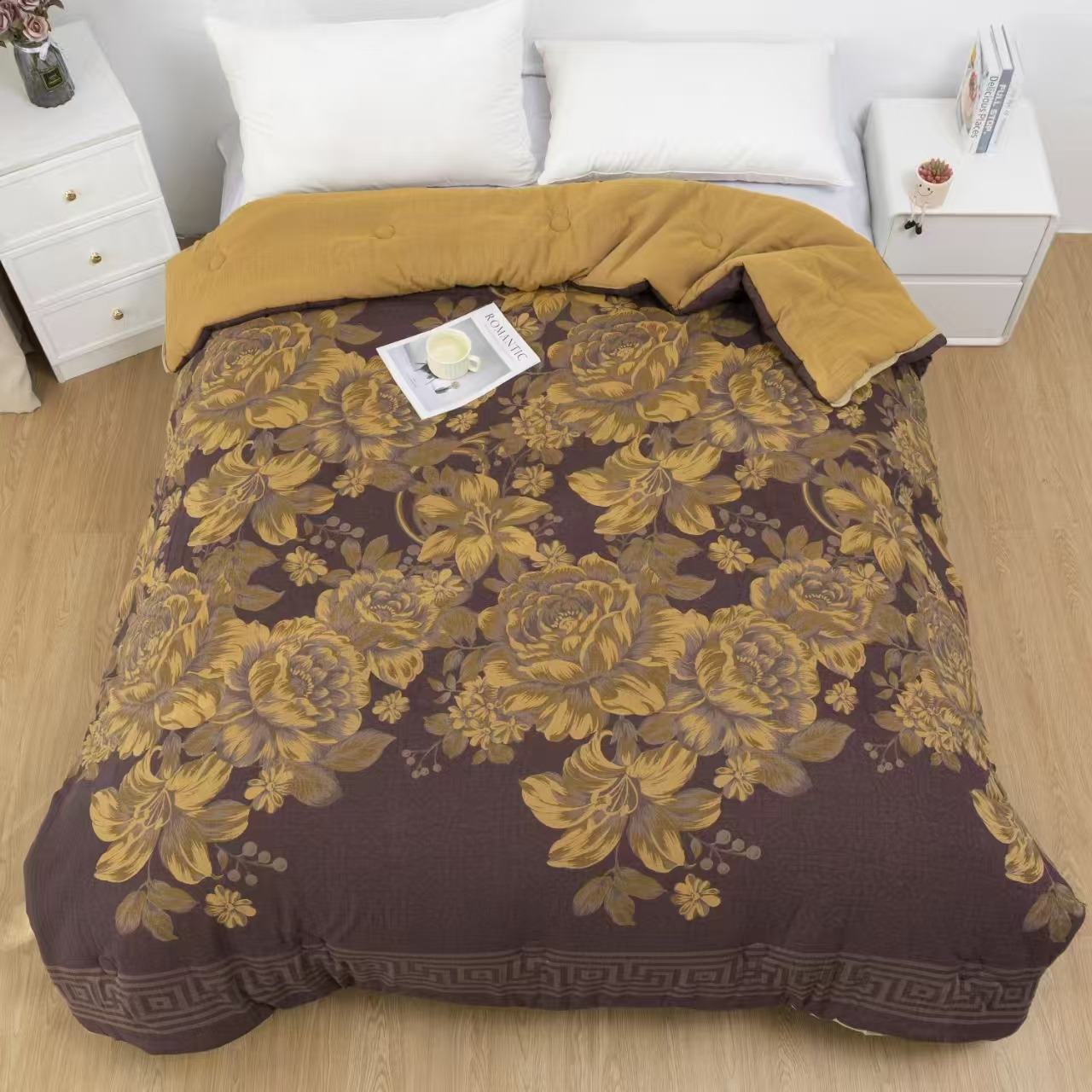 【百花似锦床盖】2.3*2.5高端棉A类柔软亲肤透气可铺盖机洗四季床盖