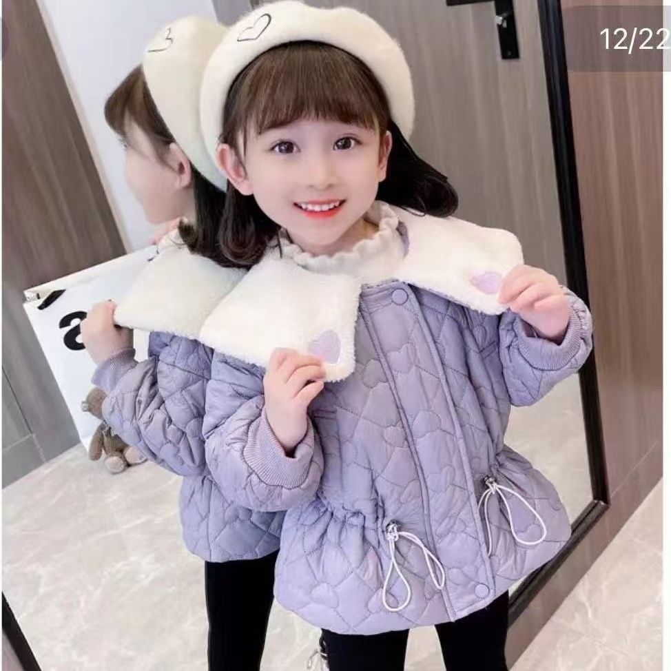 爱心领收腰厚棉外套百搭时尚可爱宝宝外出外套女偶有线头介意勿拍