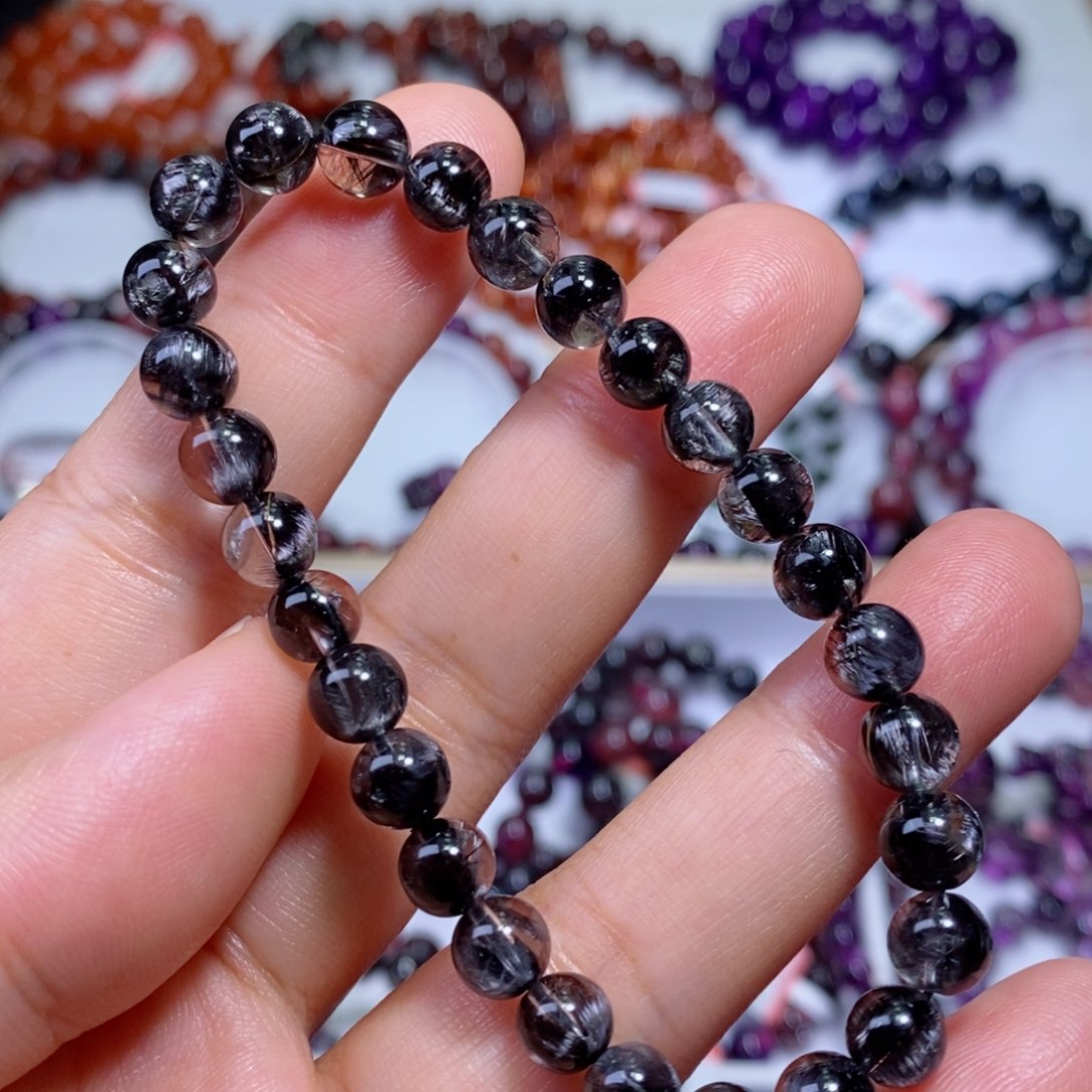 水晶手链未镶嵌黑银钛