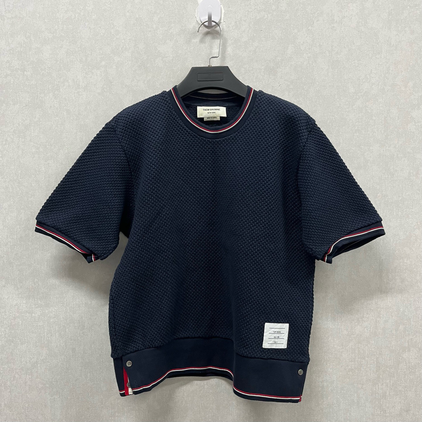 95新 THOMBROWNE TB Thom Brown 短袖针织上衣 藏蓝色L码