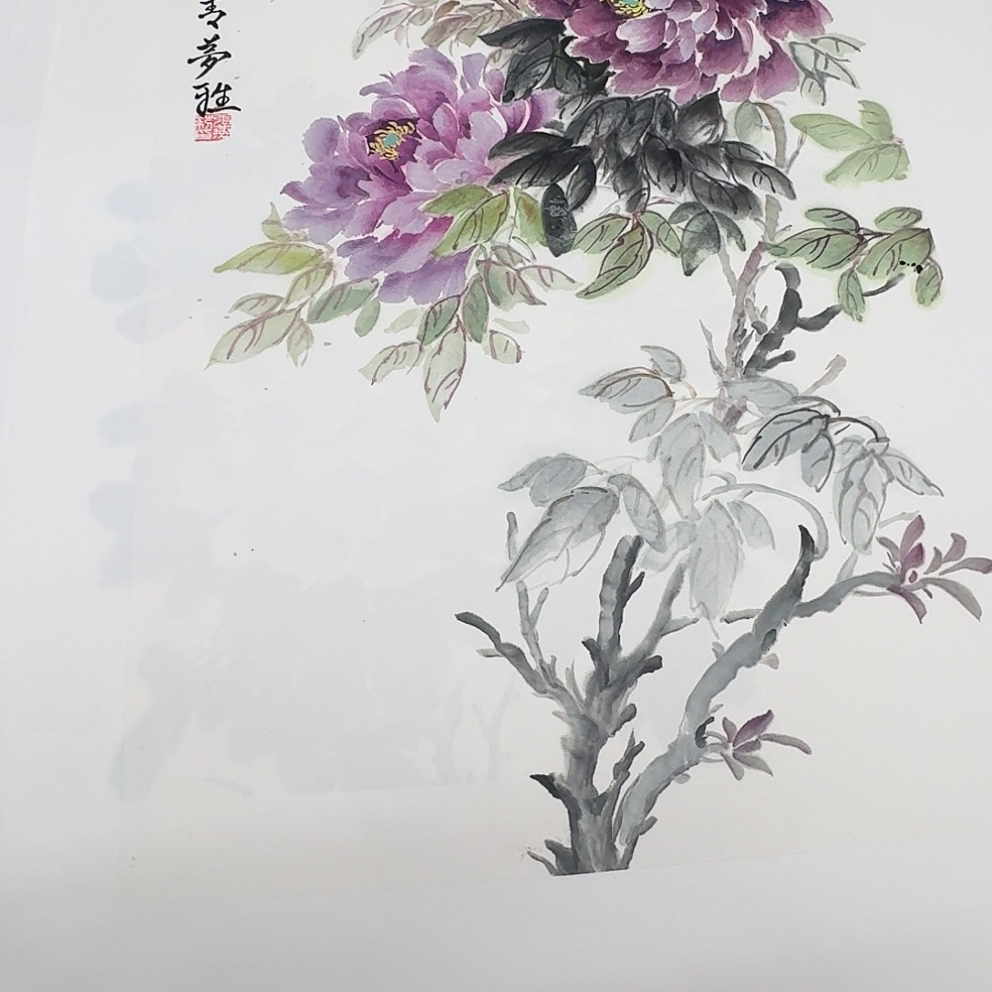 国画三尺牡丹手绘作品