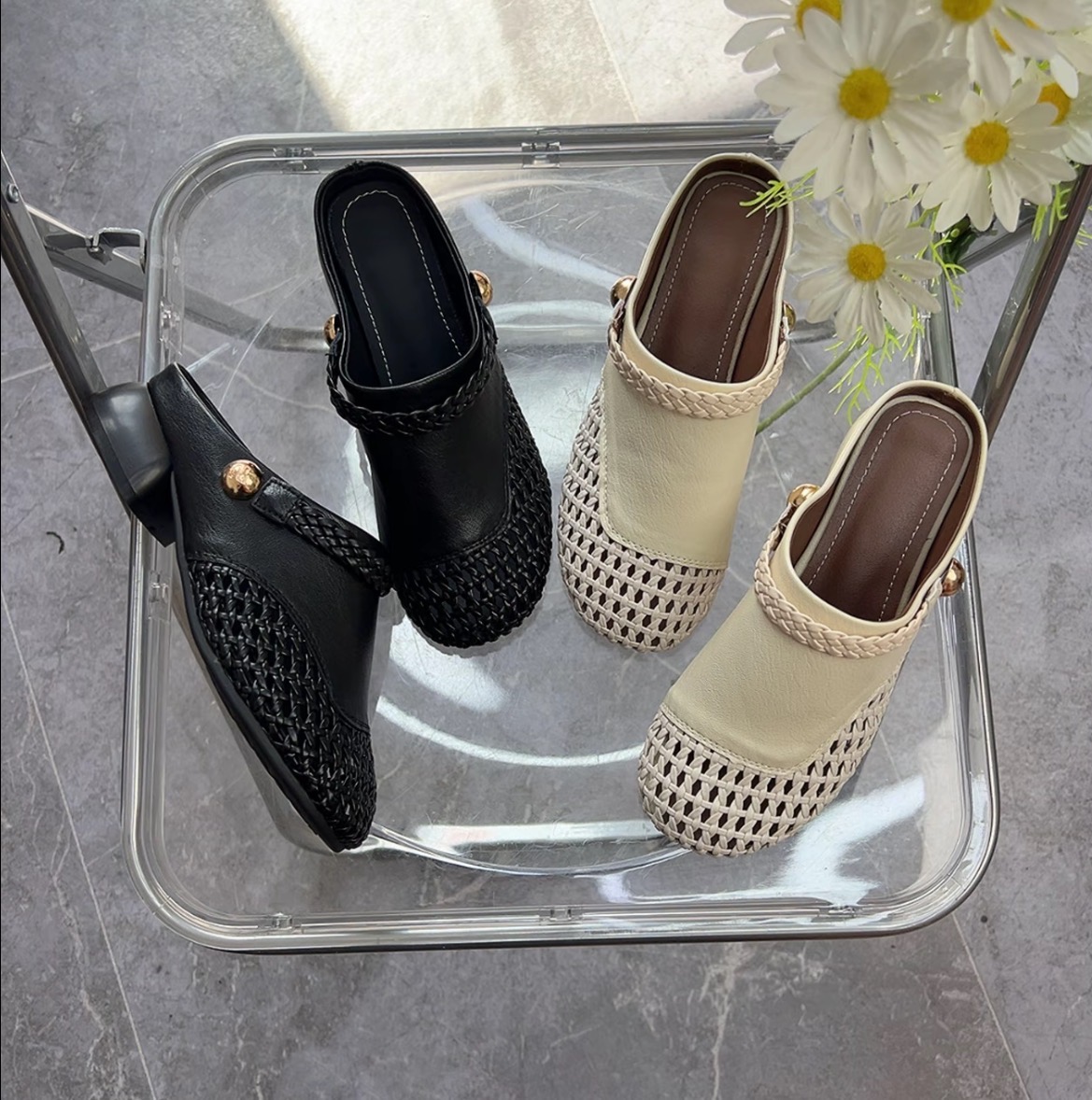 jinnuo/锦诺【九玥专属】2025夏季新款时尚镂空编织百搭纯色女鞋