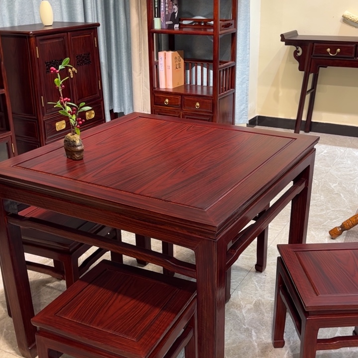 成套家具黑酸枝木类方桌五件套