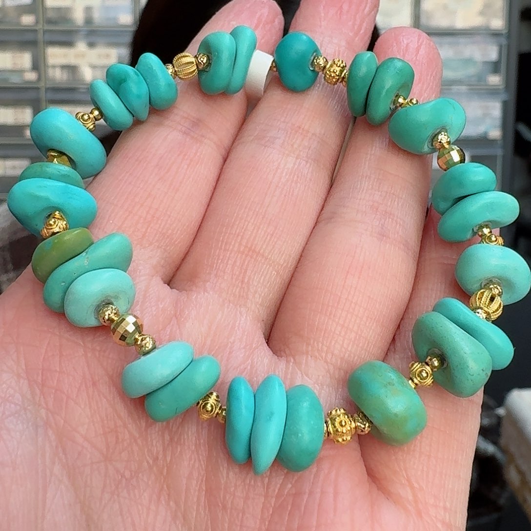 绿松石珠宝奇石18K金镶嵌