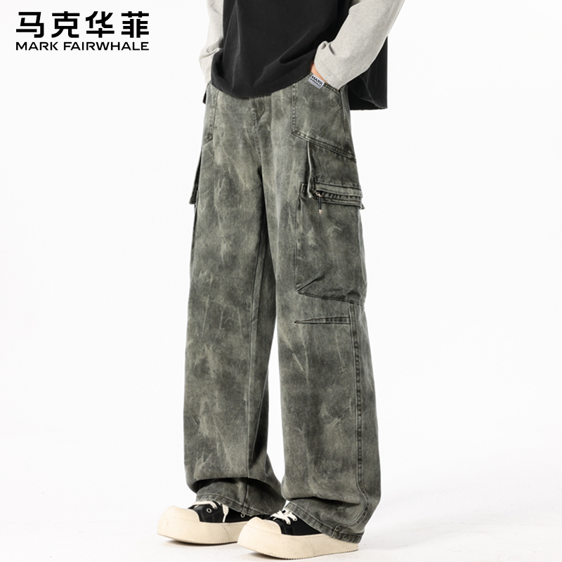 马克华菲秋季复古工装裤男款立体剪裁宽松百搭长裤高街潮流休闲裤