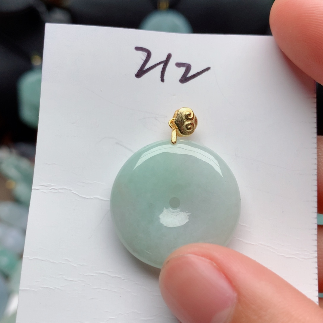 翡翠银S925镀金镶嵌颈饰吊坠