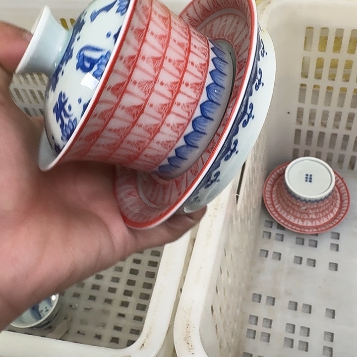 杯景德镇千佛马蹄盖碗