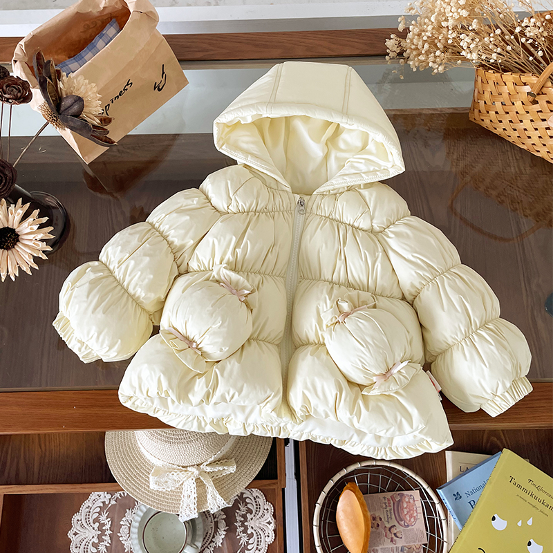 【现货】DW252260冬季新款女童羽绒服90白鸭绒连帽外套女宝防寒冬装