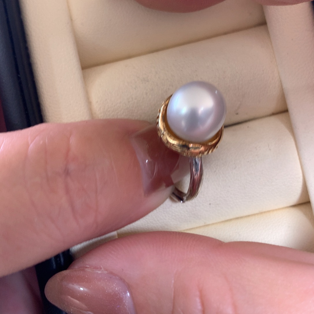 海水珍珠戒指银S925镶嵌