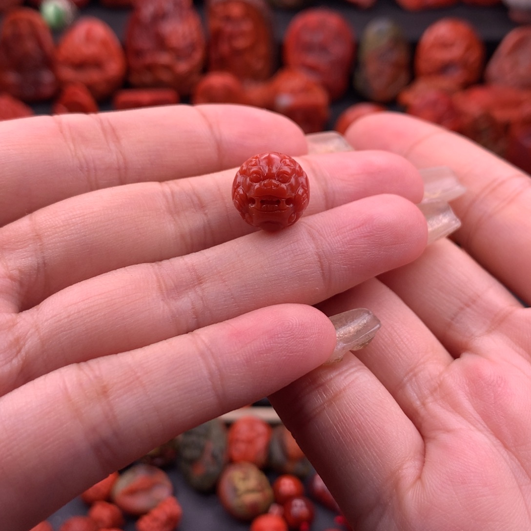 南红玛瑙南红川料精工雕刻貔貅珠12.3mm未镶嵌