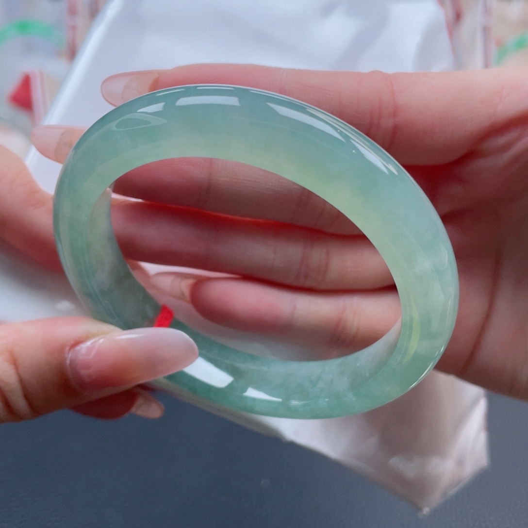 未镶嵌手镯翡翠56.0冰湖水绿 显色度高 显白百搭款1号