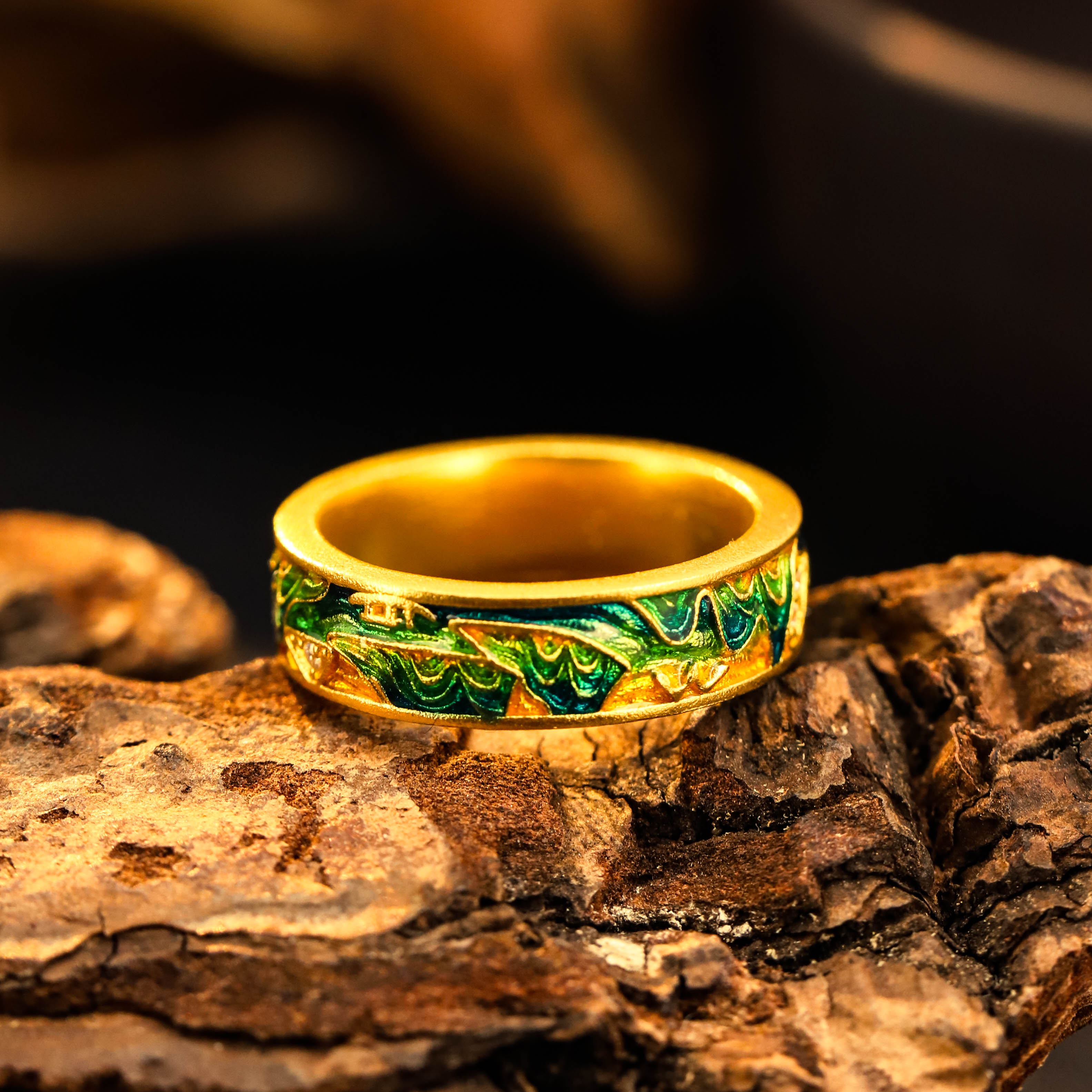 足金999 情人节礼物古法珐琅千里江山戒指 【粥粥专享】HJJ310