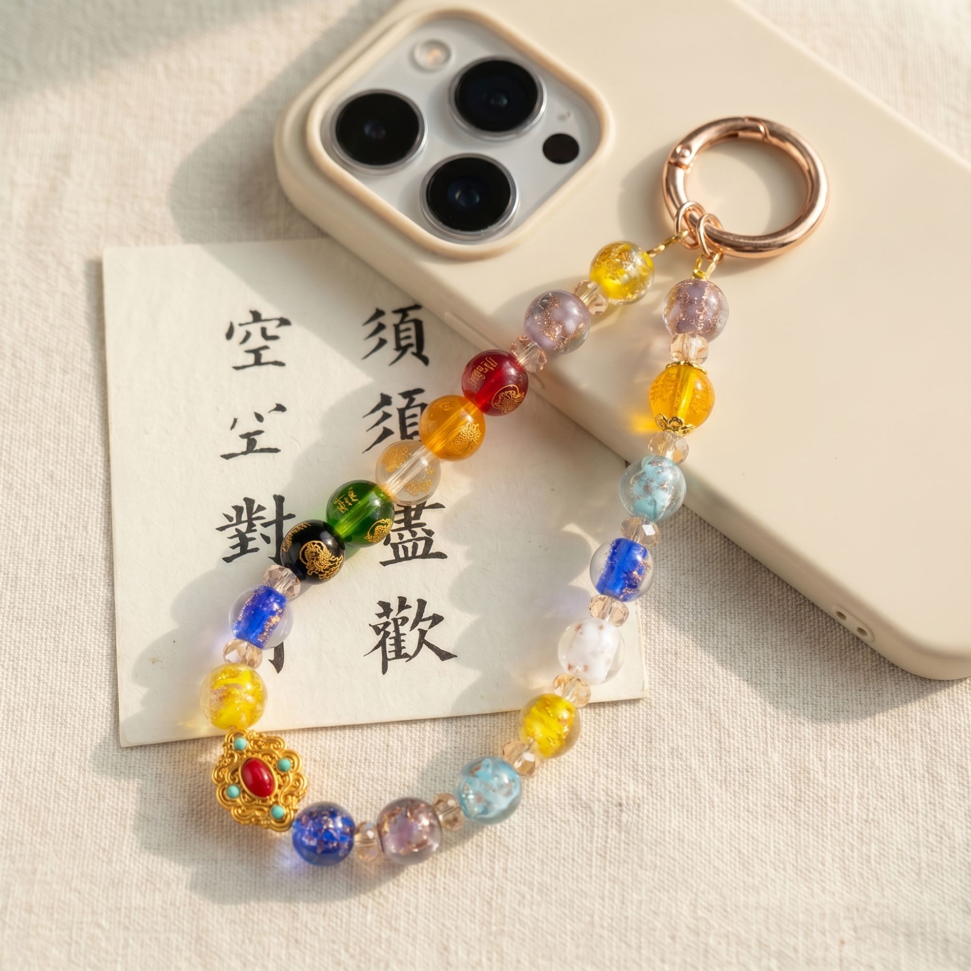 【龙虎山】蓝紫色 十二生肖琉璃珠挂件手机链包挂