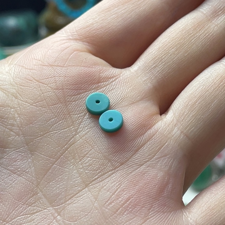 绿松石银S925镶嵌耳钉