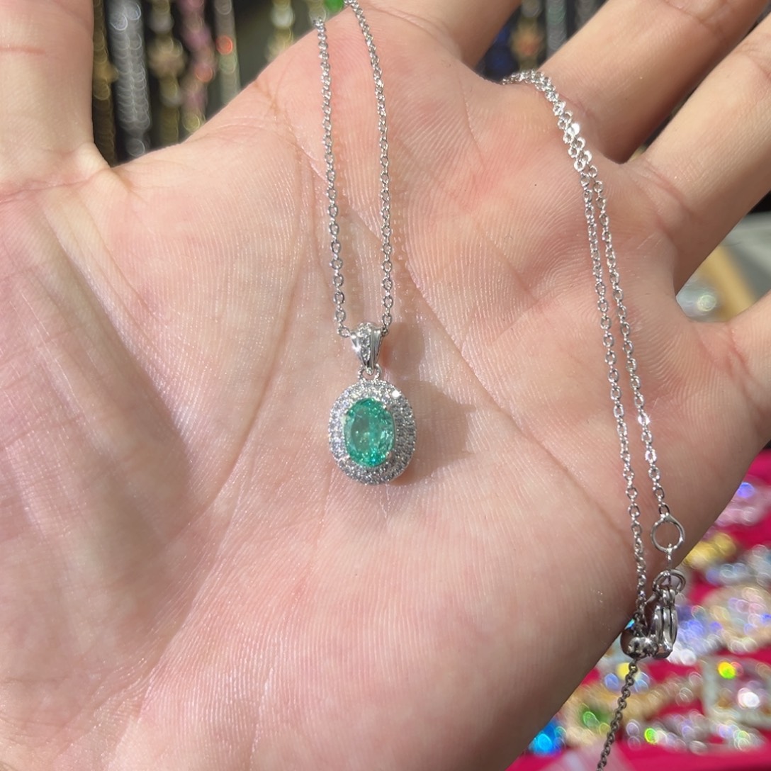 锆石铜合金怕绿色冰花吊坠