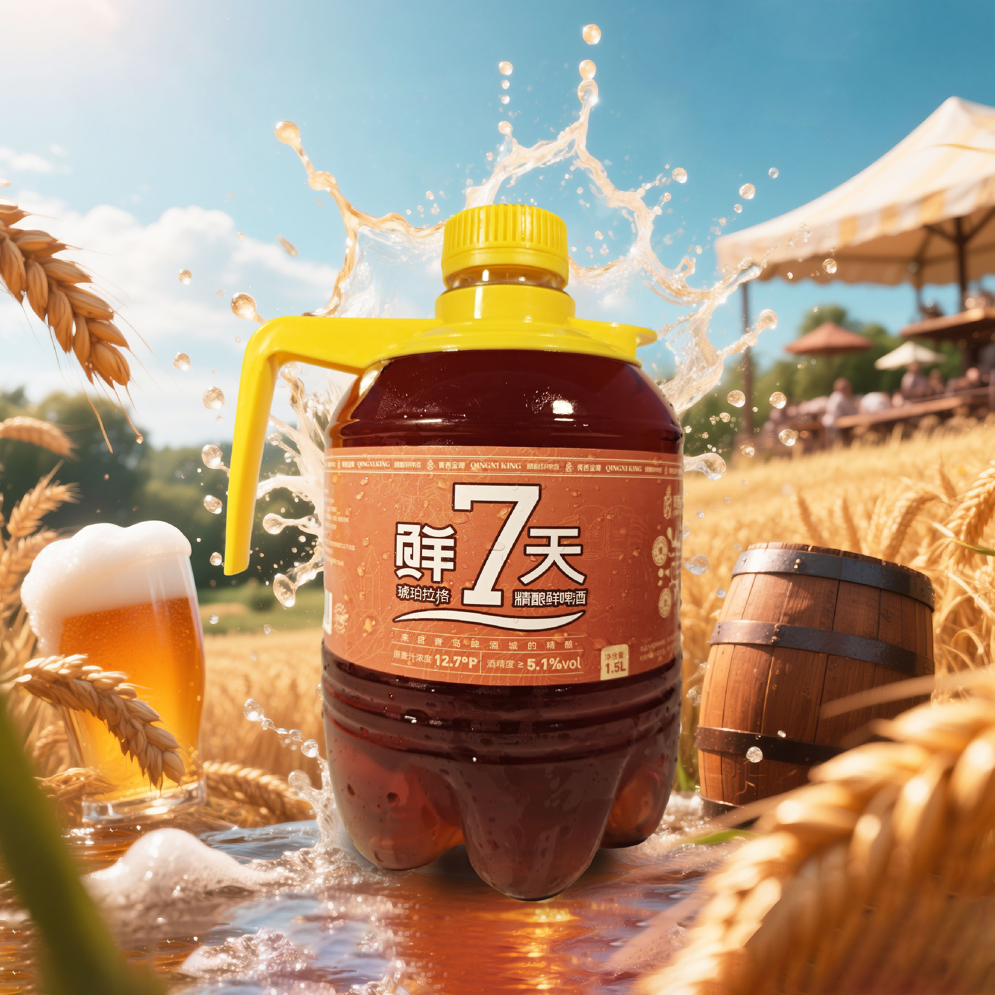 青岛青西金啤鲜7天精酿原浆琥珀拉格1.5L一桶装啤酒