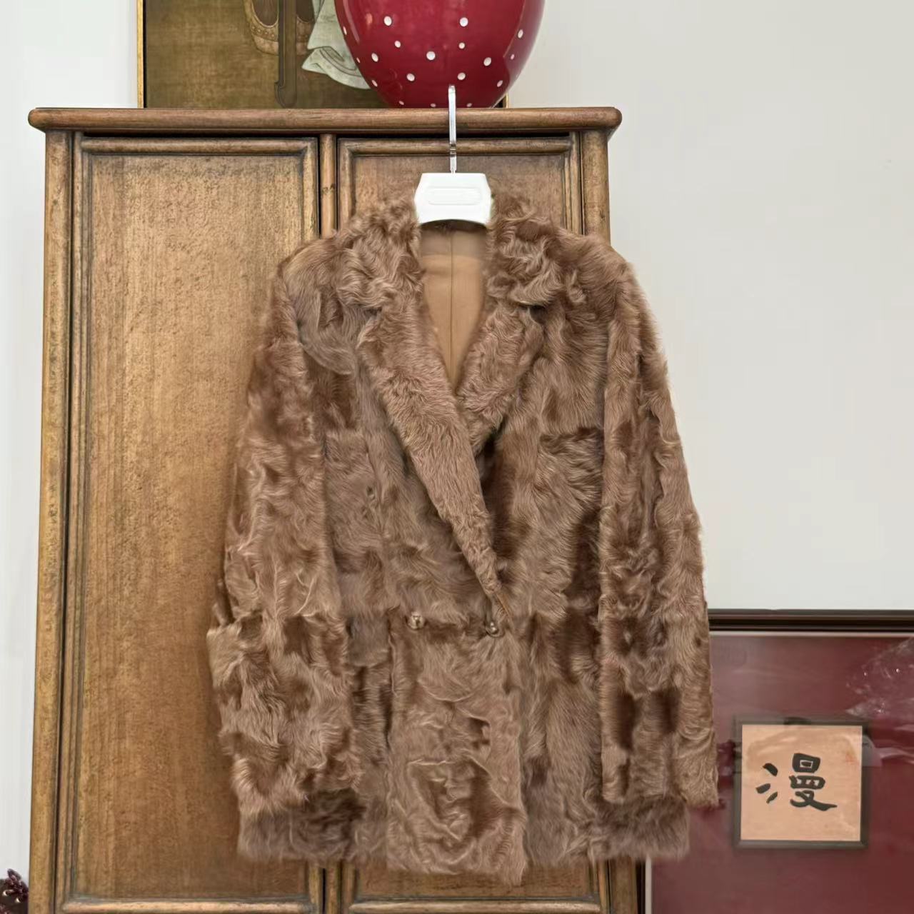 MYL 2024年秋冬新款皮毛一体外套皮草西装领休闲百搭双排扣