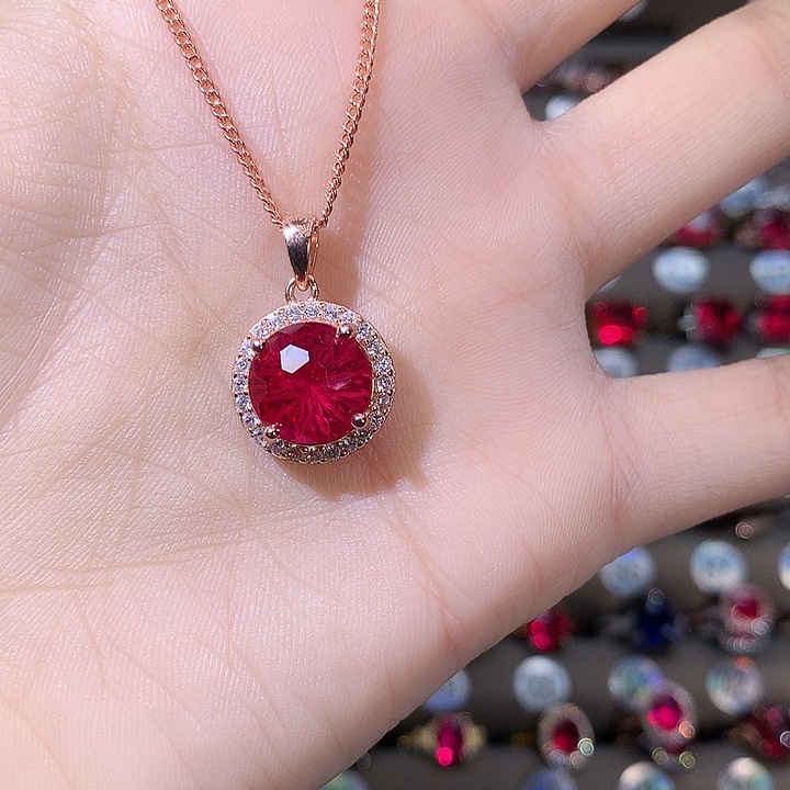 吊坠925银鸽血红吊坠玫瑰金