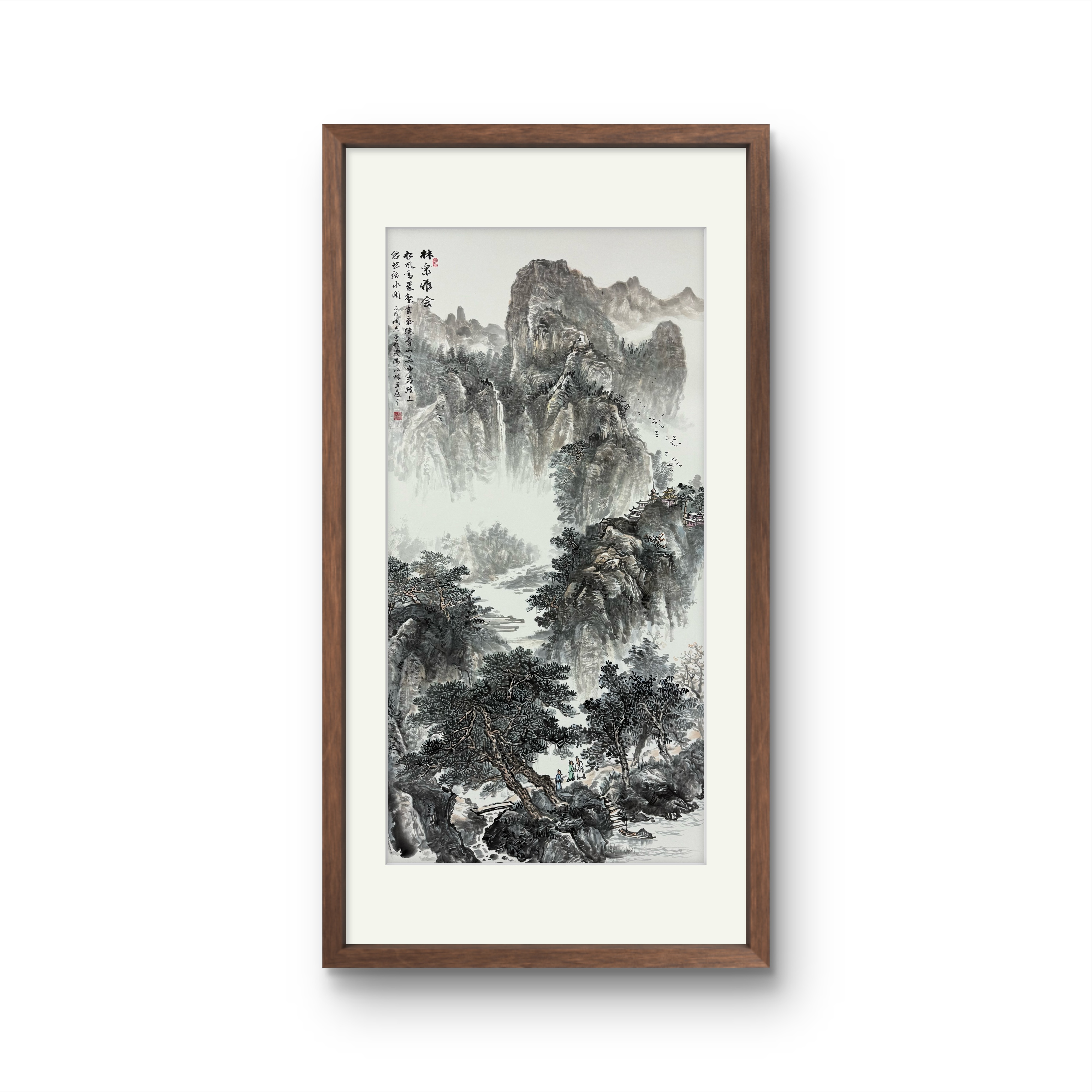何润杰老师松山雅居国画山水画水墨山水画玄关办公室中堂装饰画