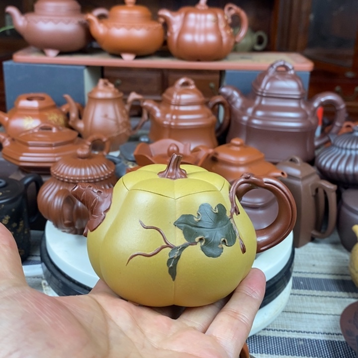 茶壶紫砂南瓜230cc原矿黄金段三色紫砂特价