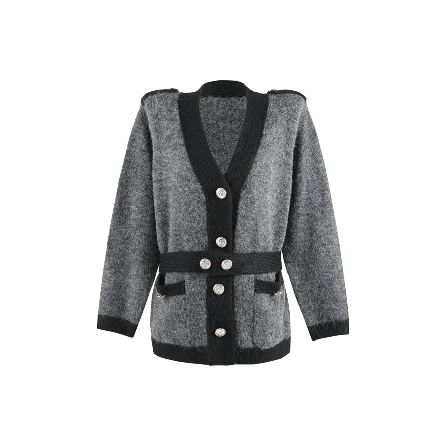 2025秋季新款时尚复古风单排扣撞色长袖针织衫宽松上衣HBZX710013