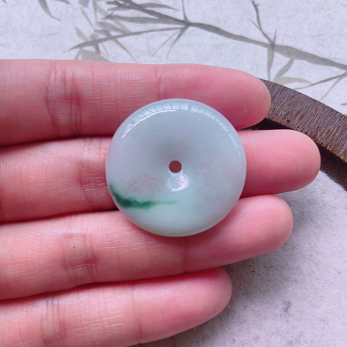 冰润飘花洒金平安扣吊坠天然翡翠A货 小瑕特价 28×5mm