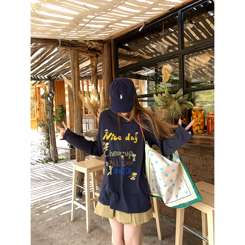 小君君布兰妮 SnoopyShow/设计款史努比防晒印花长袖T恤250103