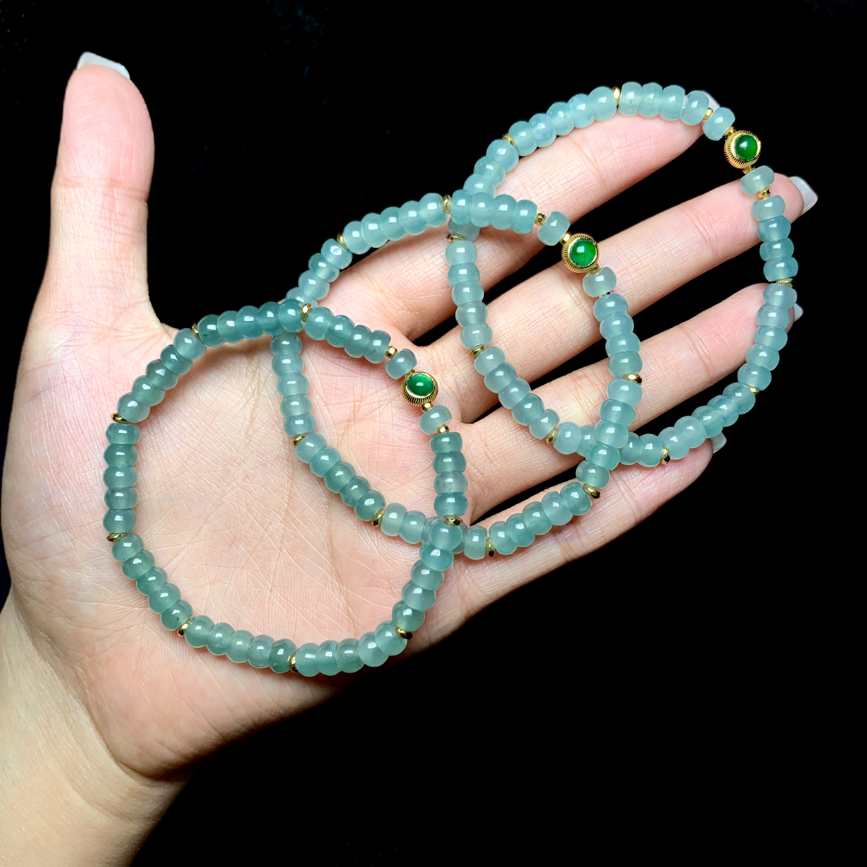 【云上好物】翡翠DIY单圈手串-多样性发一件-3*5mm DS74336-19（JG）