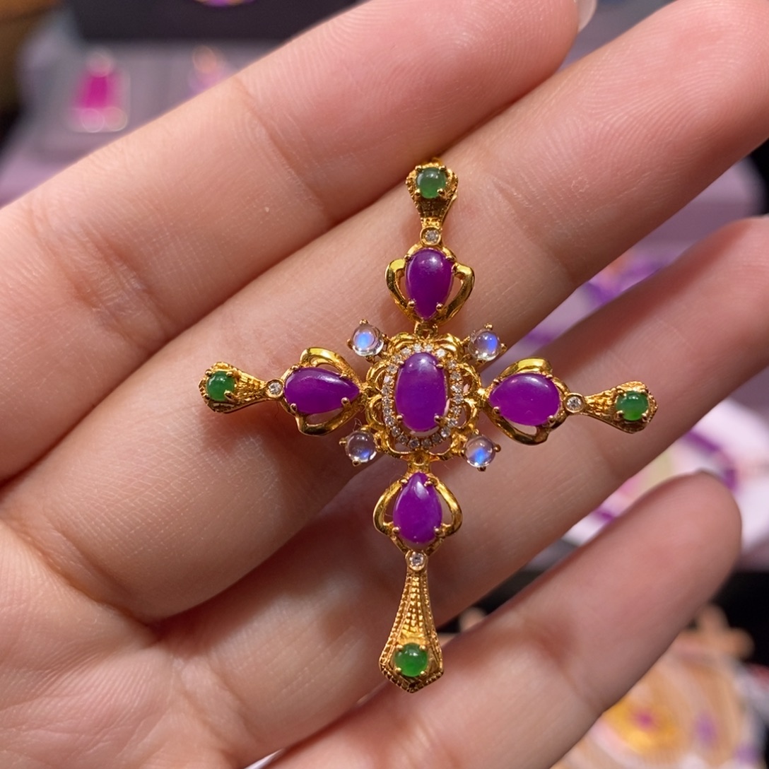 苏纪石（舒俱来）18K金镶嵌吊坠(不含链)